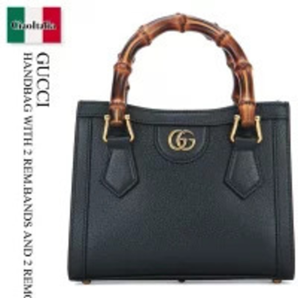Gucci Diana handbag black leather signature bamboo